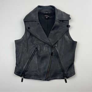 Vintage Y2K Bebe Women's Black Leather Vest Zip Size Small